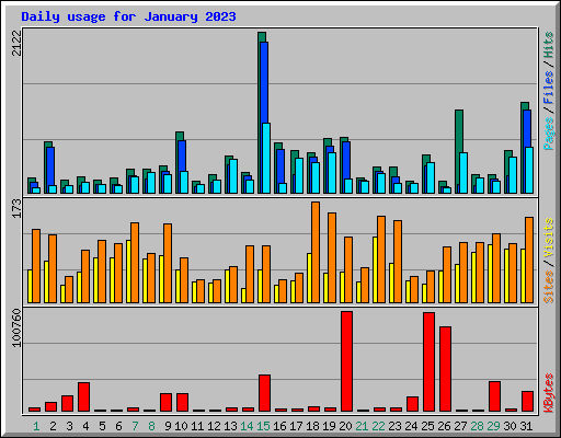 Daily usage for January 2023